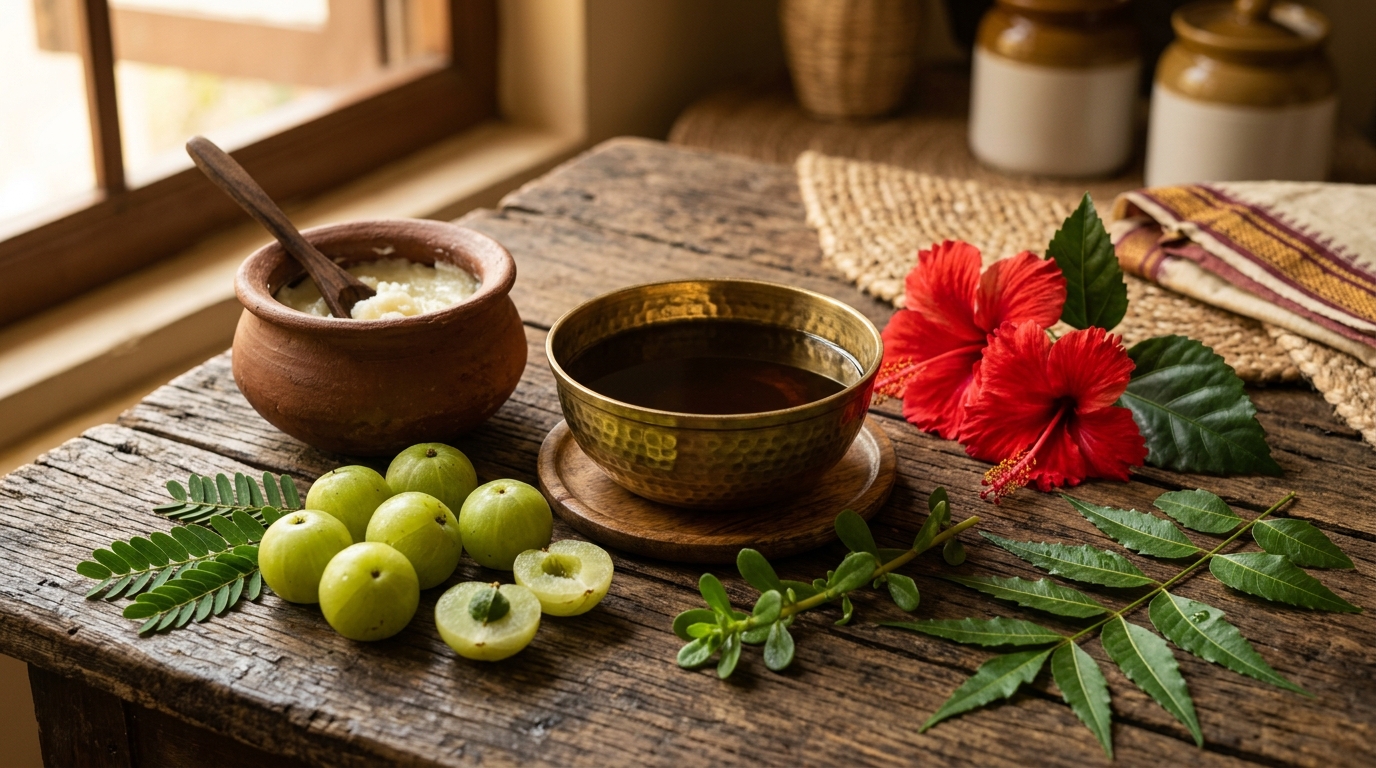 Ayurvedic herbs for hair: Bhringraj, Amla, Ashwagandha