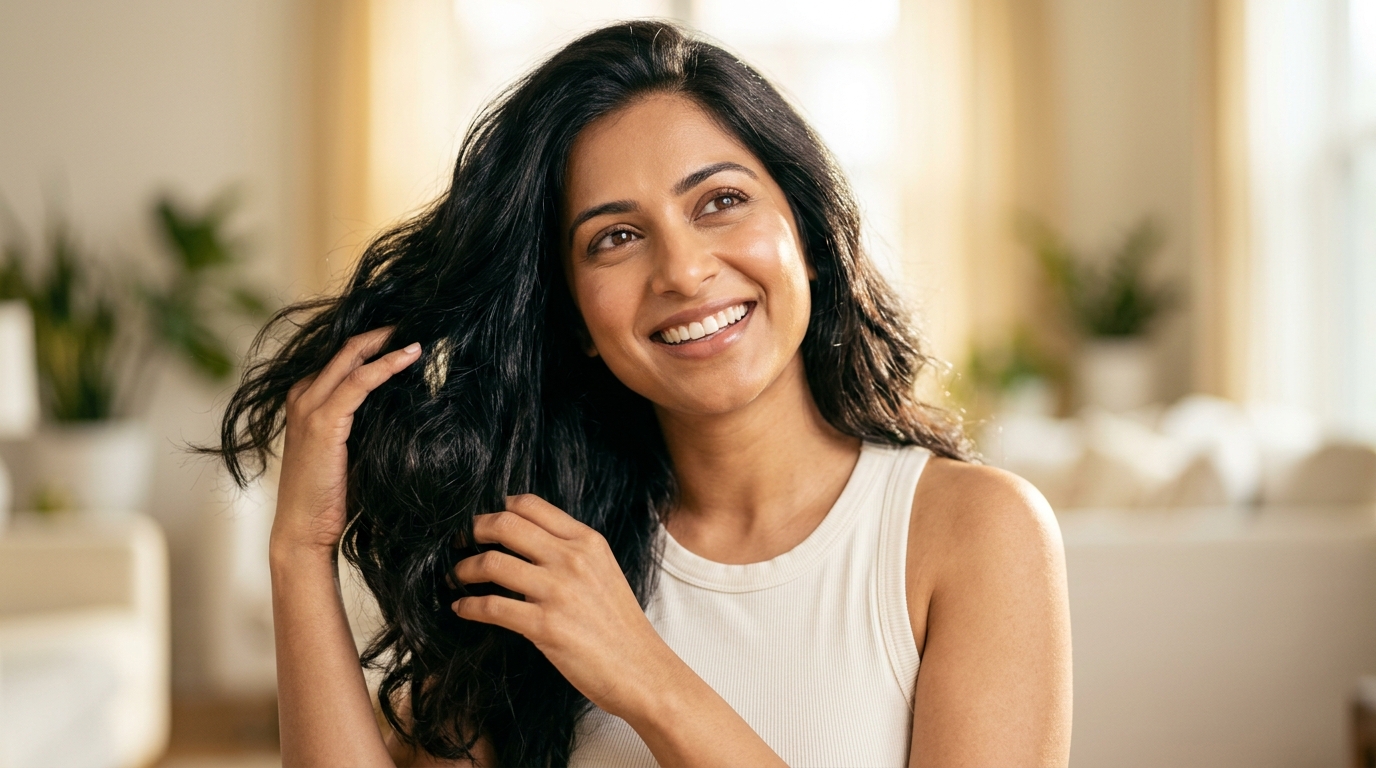 Woman with healthy thick hair
