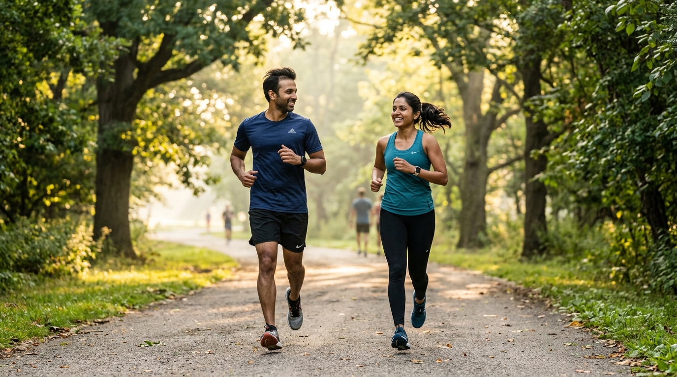 Woman jogging at sunrise — exercise as medicine for stress and anxiety